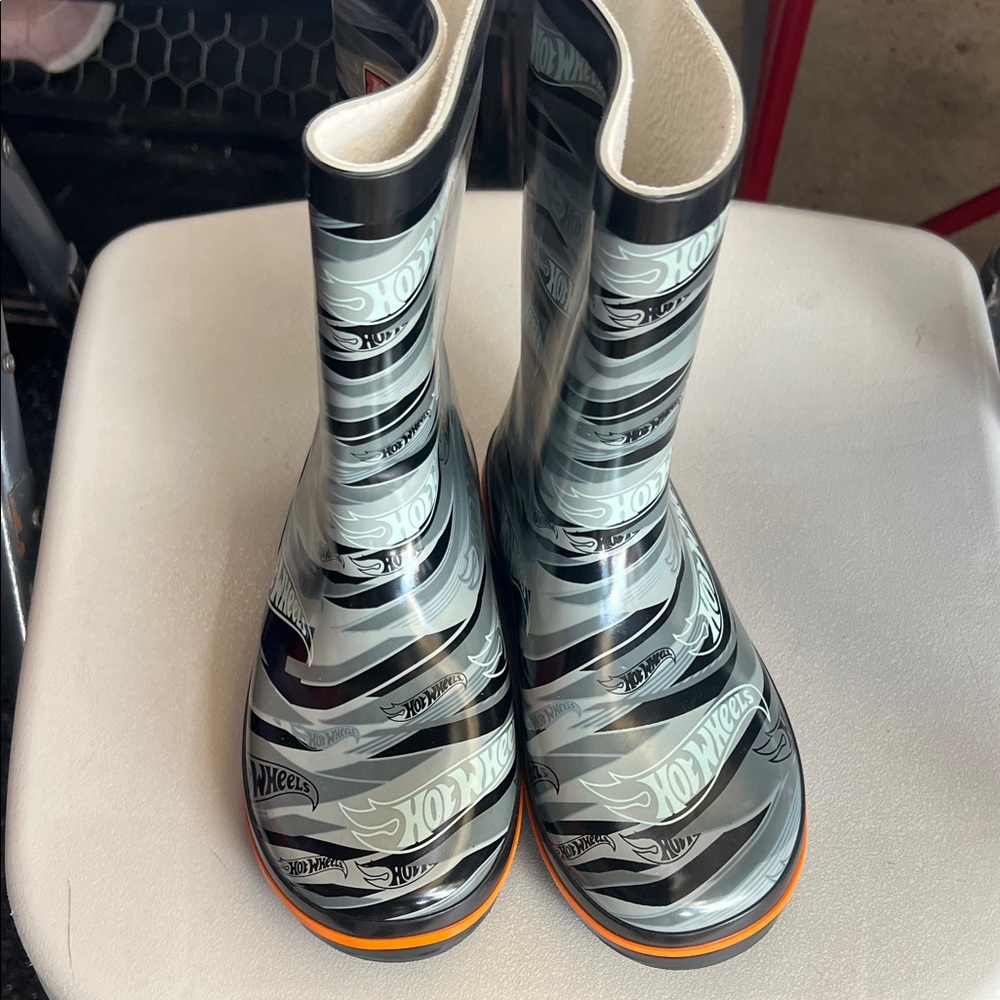Hot Wheels Kids Rain Boots - Black and Gray